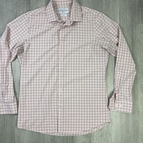 Mizzen + Main Leeward Shirt Mens Large Trim Pink White Check Golf Casual P - Picture 3 of 11